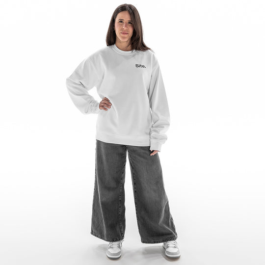 Site. White Signature Crew Sweatshirt